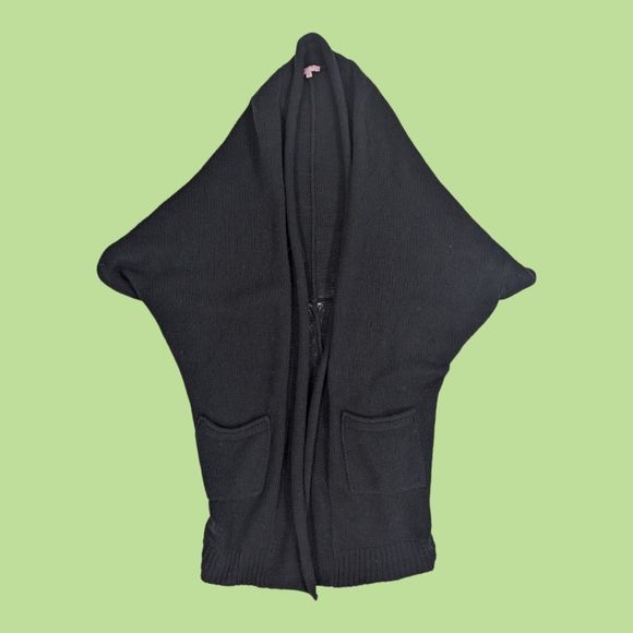 Calypso St. Barth Cashmere Open Front Cardigan Black One Size Oversized - Picture 3 of 5